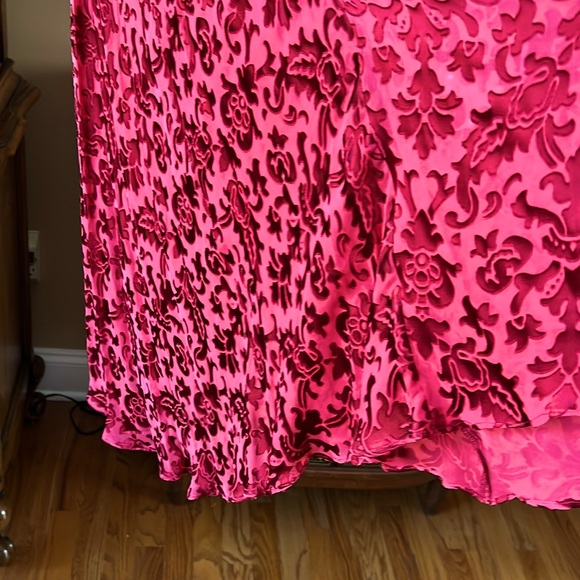 💃🏻💃🏻RED on RED Sexy BurnoutVelvet&Silk biasMaxiDress.SeperateRedSilkSlip.S:6 - Picture 10 of 14